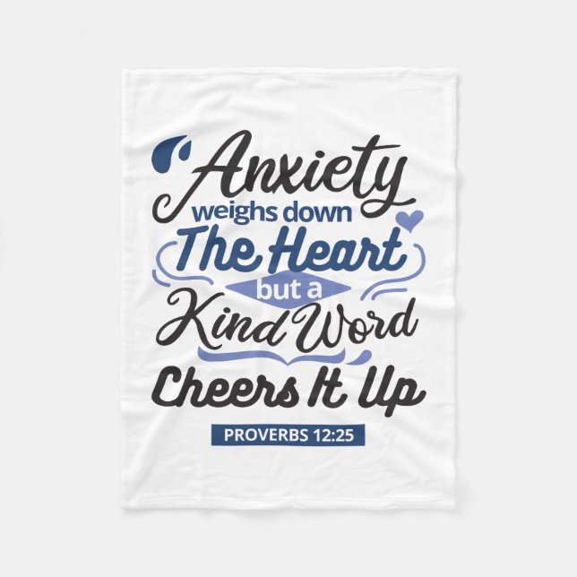 Proverbs 12:25 Bible Verse – Kind Word Art Fleecefilt (Framsidan)
