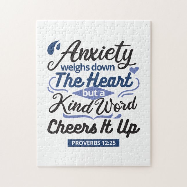 Proverbs 12:25 Bible Verse – Kind Word Art Pussel (Vertikal)