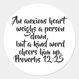 Proverbs 12:25 Elegant Anpassningsbar Bible Verse Runt Klistermärke