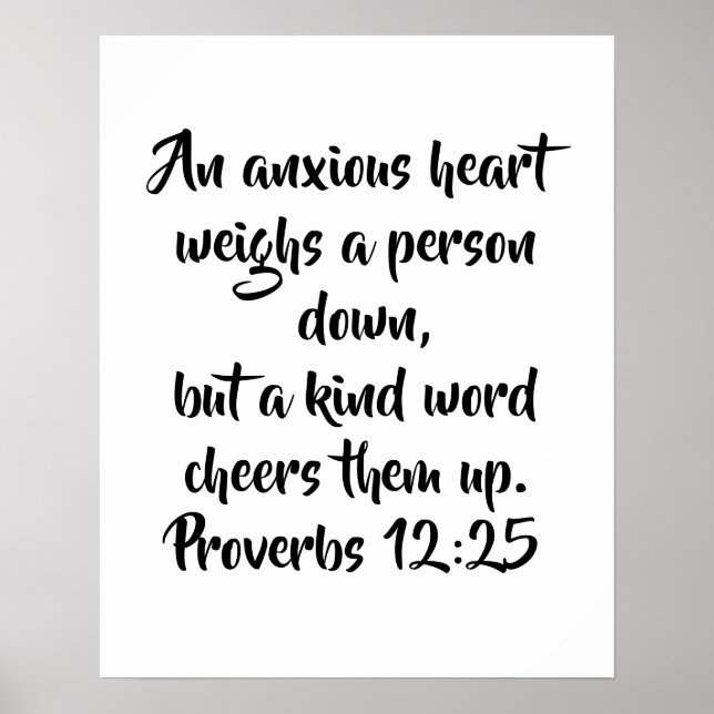 Proverbs 12:25 Elegant Christian Bible Verse Poster (Framsidan)