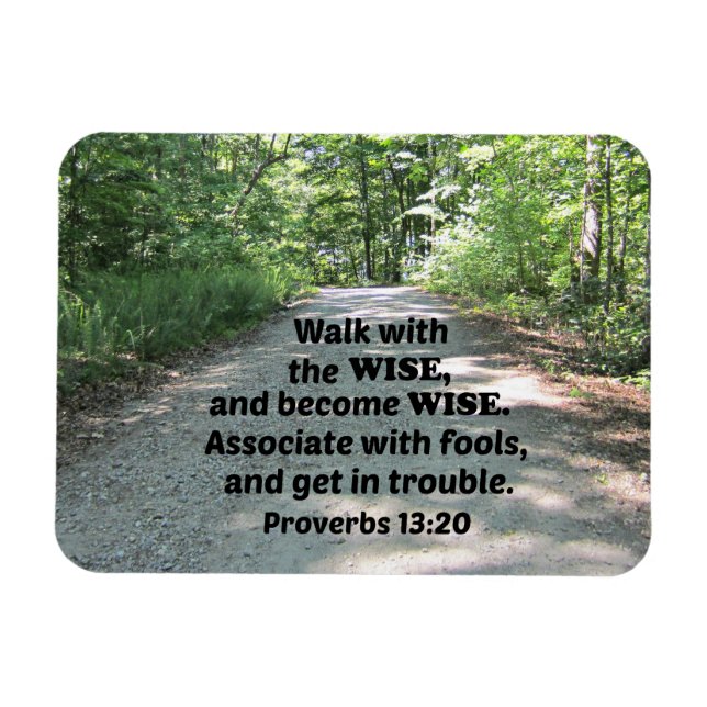 Proverbs 13:20 Gå med det kloka och bli klok. Magnet (Horisontell)