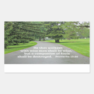 Proverbs 13:20 Han som går med klok manar Rektangulärt Klistermärke