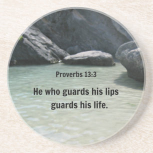 Proverbs 13:3 Han som vaktar hans läppar... Underlägg Sandsten
