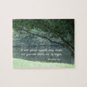 Proverbs 15:1 En mjuk svarsturnering bort vett Pussel