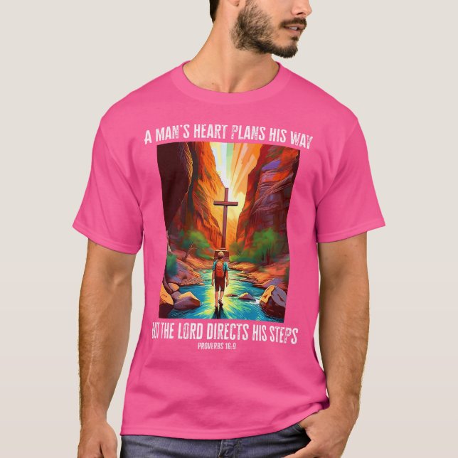 Proverbs 169 Bible Verse Hiking the Narrows Kristu T Shirt (Framsida)