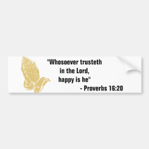 Proverbs 16:20 Bumper Sticker Bildekal