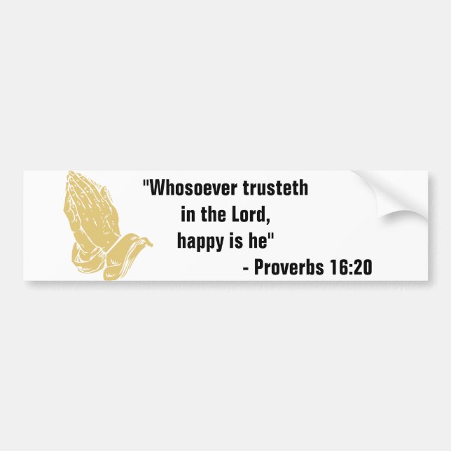 Proverbs 16:20 Bumper Sticker Bildekal (Framsidan)