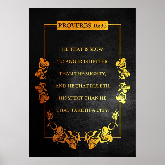 Proverbs 16:32 Bible Verse Poster (Framsidan)