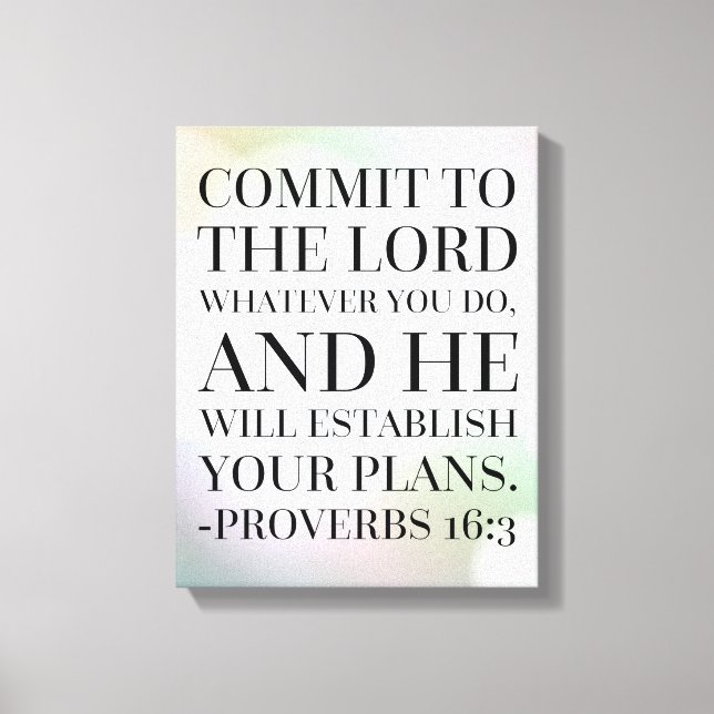 Proverbs 16:3 Bibelcitat Canvastryck (Framsida)