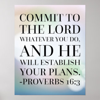 Proverbs 16:3 Bibelcitat Poster