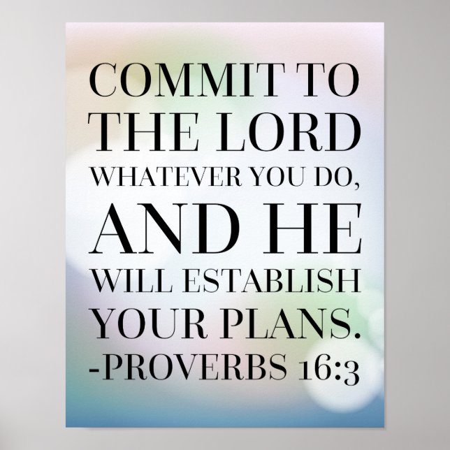 Proverbs 16:3 Bibelcitat Poster (Framsidan)