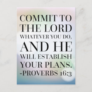 Proverbs 16:3 Bibelcitat Vykort