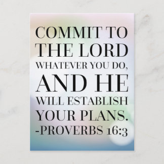 Proverbs 16:3 Bibelcitat Vykort