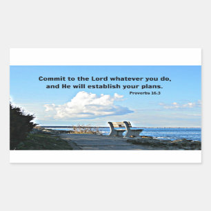 Proverbs 16:3 förbinder sig till spelar ingen roll rektangulärt klistermärke