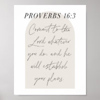 Proverbs 16:3 Minimal Boho Beige Arch-skript