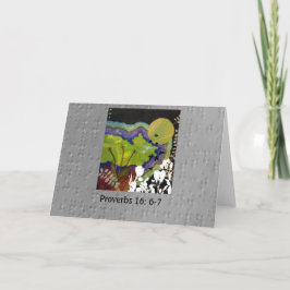 Proverbs 16: 6-7 illustrerad på blindskrift kort