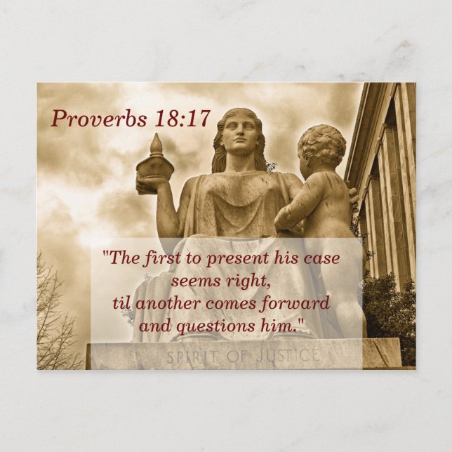 Proverbs 18 17-skriptminneskort vykort (Framsida)