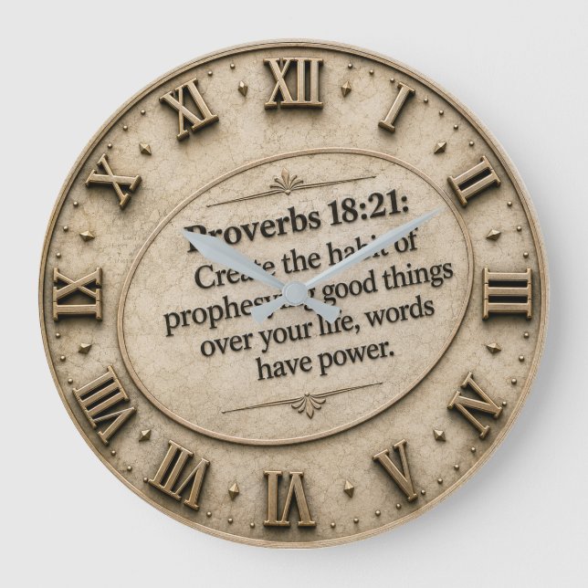 Proverbs 18:21 Words Have Power Stor Klocka (Framsida)
