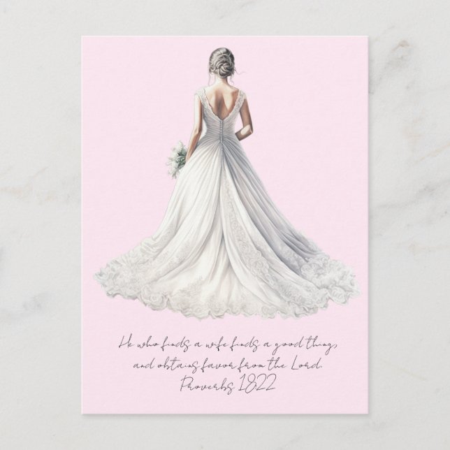 Proverbs 18:22 Wedding Greeting Card Vykort (Framsida)