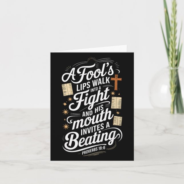 Proverbs 18 6 _ Bible Verse  Kort (Framsida)