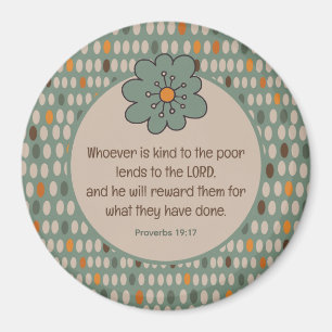 Proverbs 19:17 Retro-Ovaler och slutblomma Magnet