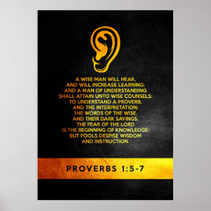 Proverbs 1:5-7 Bibelverse Poster