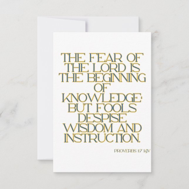 Proverbs 1:7 KJV Bible Scripture Hälsning Kort (Framsida)