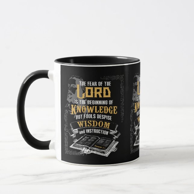Proverbs 1:7 KJV Bible Verse Two-Tone Mugg (Vänster)