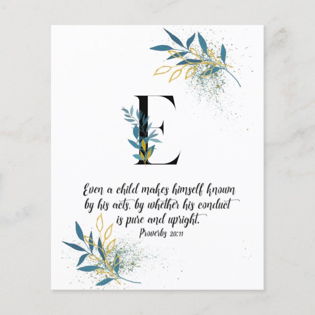 Proverbs 20:11, Brev E,Watercolor scripture card (Framsida)