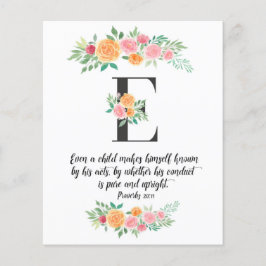 Proverbs 20:11, Brev E,Watercolor scripture card
