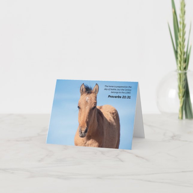 Proverbs 21:31 Vild Horse Bible Verse Tack Kort (Framsida)