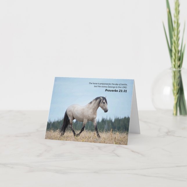 Proverbs 21:31 Vild Horse Bible Verse Tack Kort (Framsida)