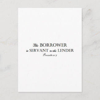 Proverbs 22:7 Borrower är Servant Christian Vykort