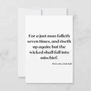 Proverbs 24:16 KJV Bible Scripture Hälsning Kort