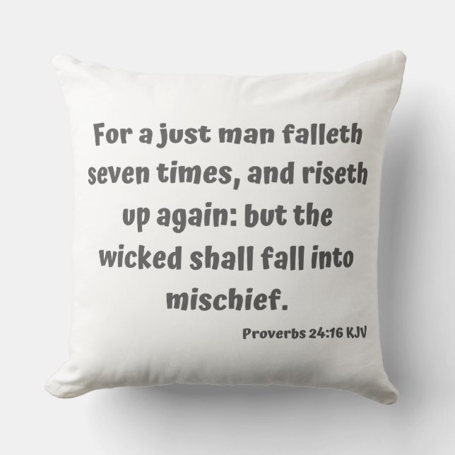 Proverbs 24:16 KJV Bible Verse Scripture Kudde (Framsida)