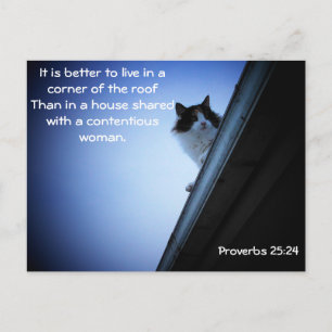 Proverbs 25 24 Katt på en Tak-medlem Vykort