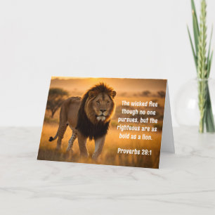 Proverbs 28:1 Bible Righteous är djärv som Lejon Kort