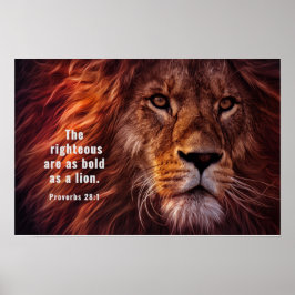 Proverbs 28:1 Bible Righteous är djärv som Lejon Poster