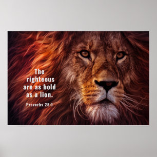 Proverbs 28:1 Bible Righteous är djärv som Lejon Poster