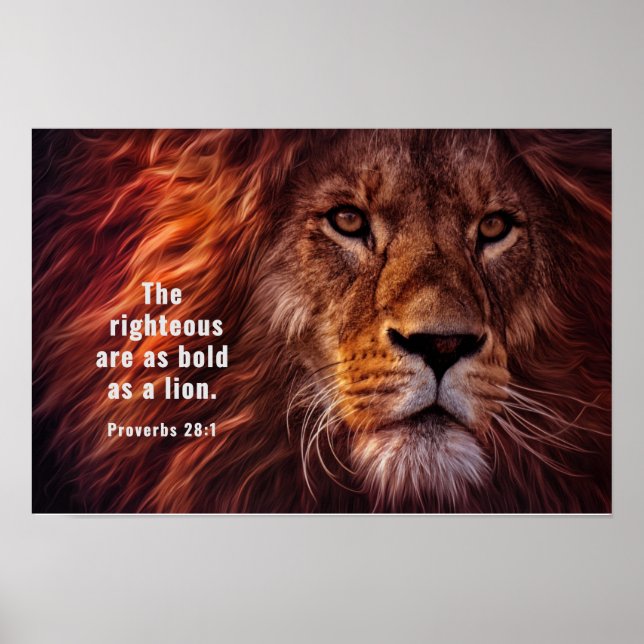 Proverbs 28:1 Bible Righteous är djärv som Lejon Poster (Framsidan)
