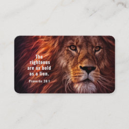 Proverbs 28:1 Bible Righteous är djärv som Lejon Visitkort