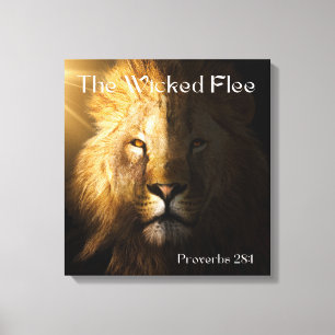 Proverbs 28:1 Bible Scripture Bold Lejon Canvas Ar