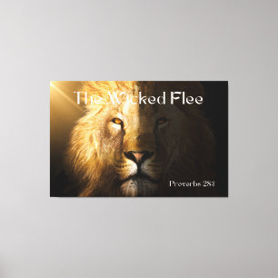 Proverbs 28:1 Bible Verse fet Lejon Canvas Art
