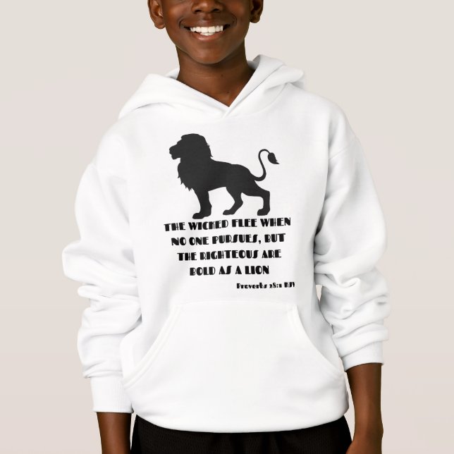 Proverbs 28:1 Bible Verse Quote KJV Boy's T Shirt (Framsida)