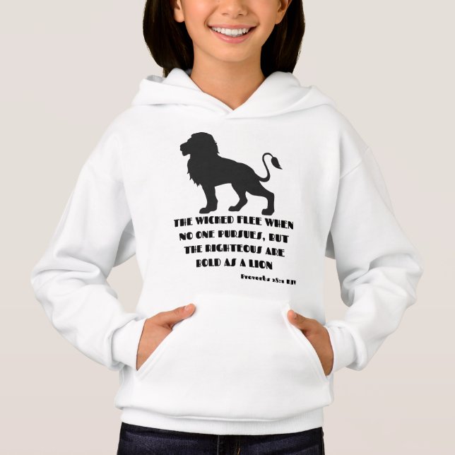 Proverbs 28:1 Bible Verse Quote KJV Girl's T Shirt (Framsida)