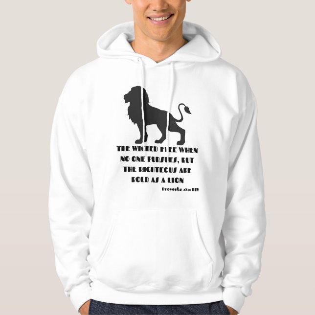 Proverbs 28:1 Bible Verse Quote KJV Manar Hoodie (Framsida)