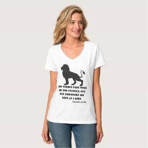 Proverbs 28:1 Bible Verse Quote KJV Womens V-Nacke T Shirt