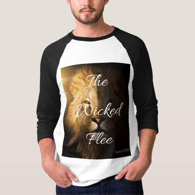 Proverbs 28:1 KJV Manar 3/4 T Shirt (Framsida)