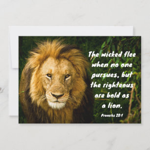 Proverbs 28:1 Righteous Fet as a Lejon Flat Card