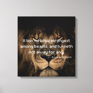 Proverbs 30:30 Bible Verse Lejon Canvas Art